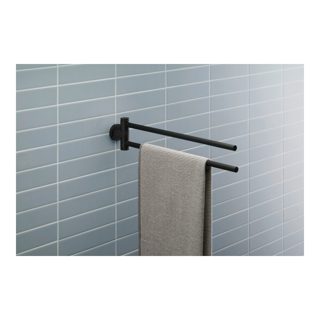 Duravit Porte-serviettes D-Code 5x9x44,7 cm, 2 bras, pivotant, noir mat