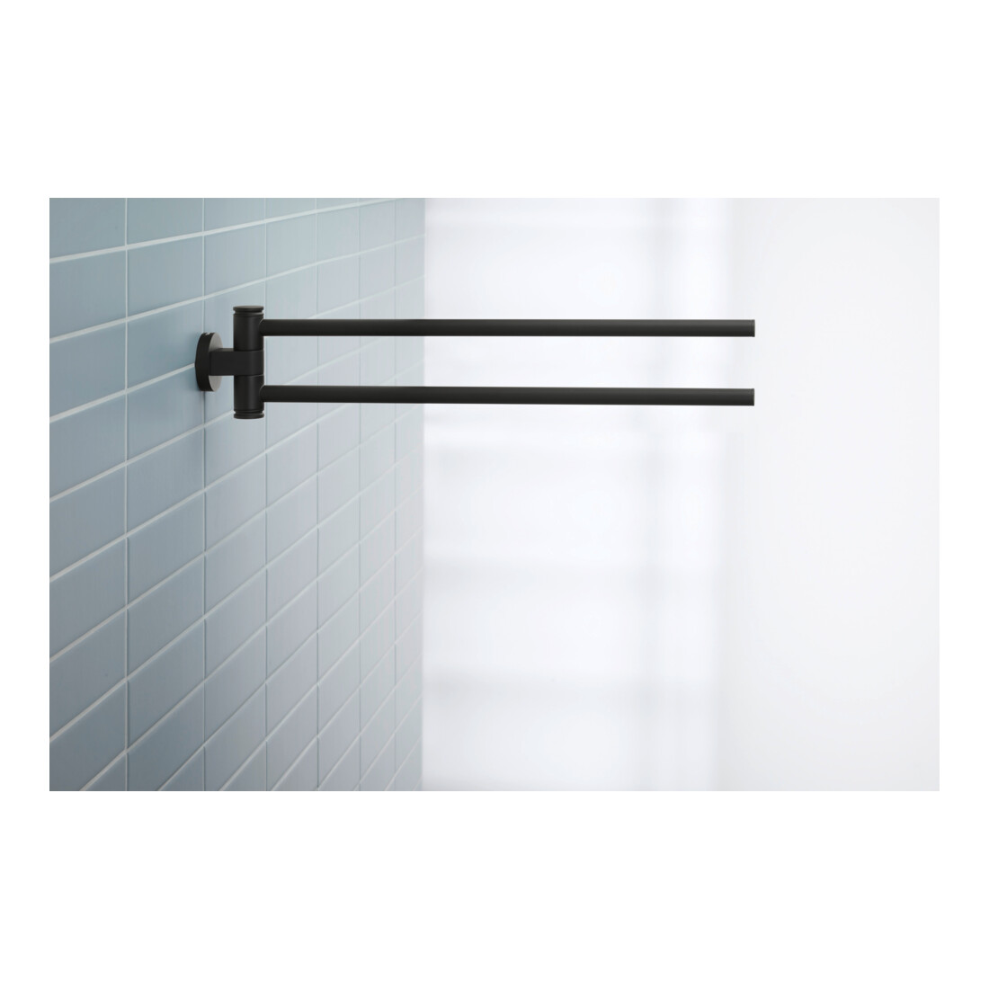 Duravit Porte-serviettes D-Code 5x9x44,7 cm, 2 bras, pivotant, noir mat
