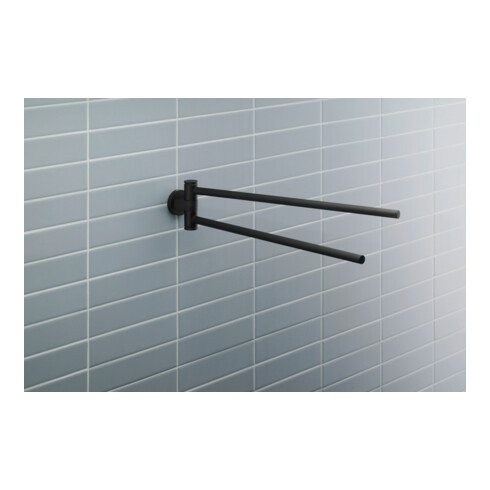 Duravit Porte-serviettes D-Code 5x9x44,7 cm, 2 bras, pivotant, noir mat