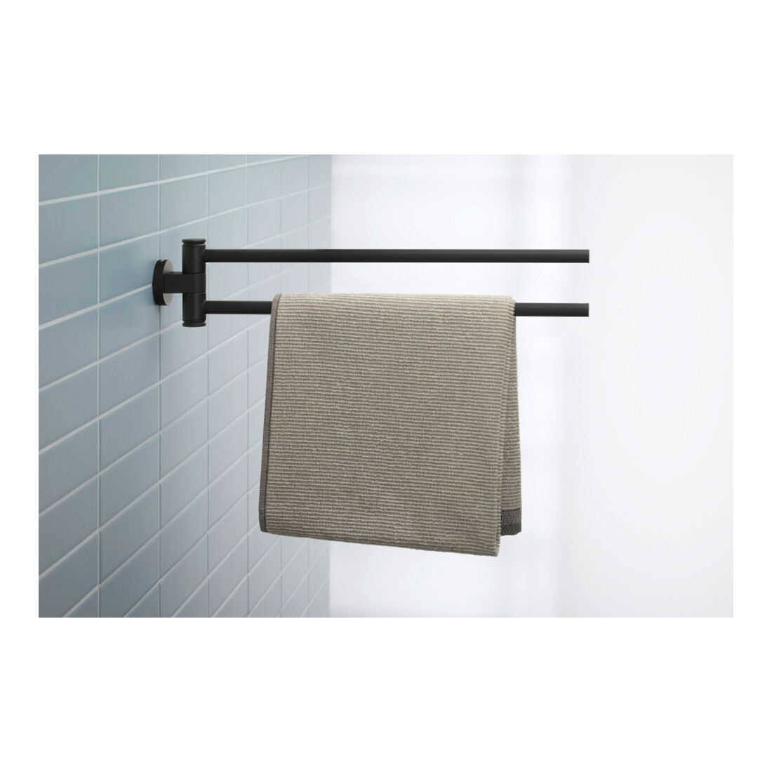 Duravit Porte-serviettes D-Code 5x9x44,7 cm, 2 bras, pivotant, noir mat
