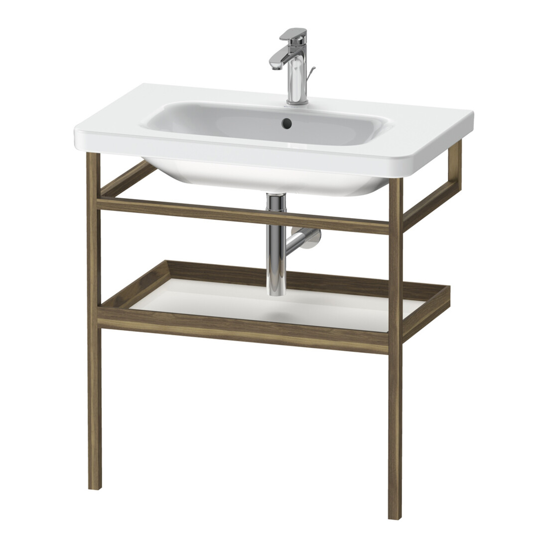 Duravit Porte-serviettes DuraStyle 74x44 cm, blanc brillant/noisette amér. avec tablette