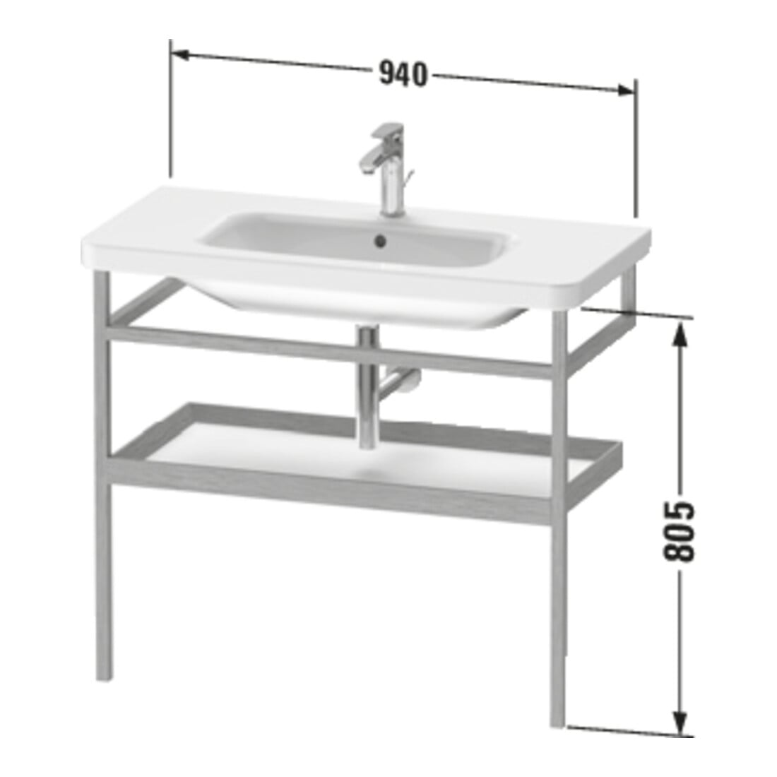 Duravit Porte-serviettes DuraStyle 94x44cm, chêne massif graph, avec tablette
