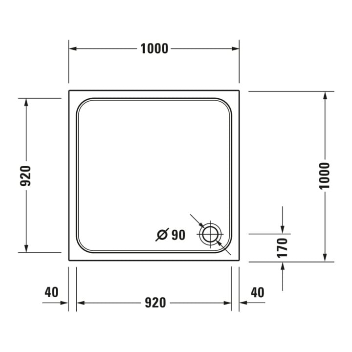 Duravit Quadrat-Duschwanne D-Code 100x100x8,5cm, Antislip, weiß
