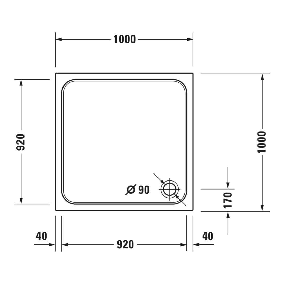 Duravit Quadrat-Duschwanne D-Code 100x100x8,5cm, Antislip, weiß