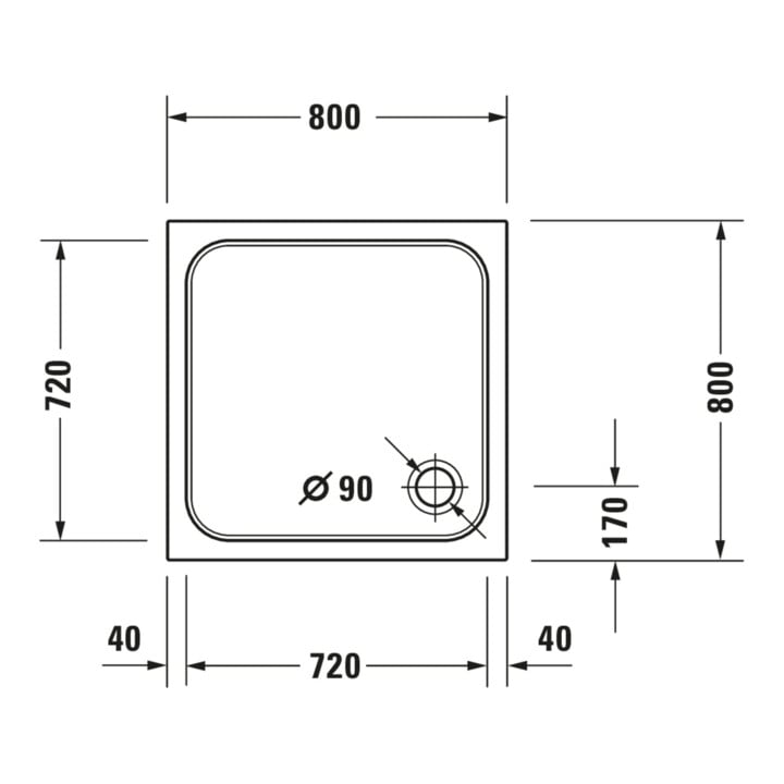 Duravit Quadrat-Duschwanne D-Code 80x80x8,5cm, weiß