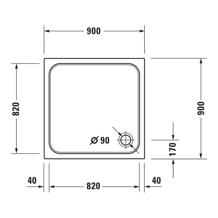 Duravit Quadrat-Duschwanne D-Code 90x90x8,5cm, Antislip, weiß