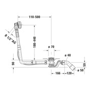 Duravit Quadroval Garniture vidage/débordement avec tirette 65 cm, ø 5,2 cm, pour baignoire, chromé-2