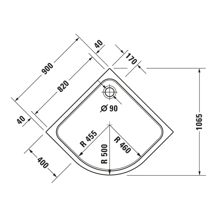 Duravit Receveur de douche quart de cercle D-Code 90x90x8,5 cm, antidérapant, blanc