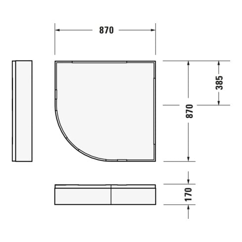 Duravit Receveur de douche quart de cercle D-Code 90x90x8,5 cm, antidérapant, blanc