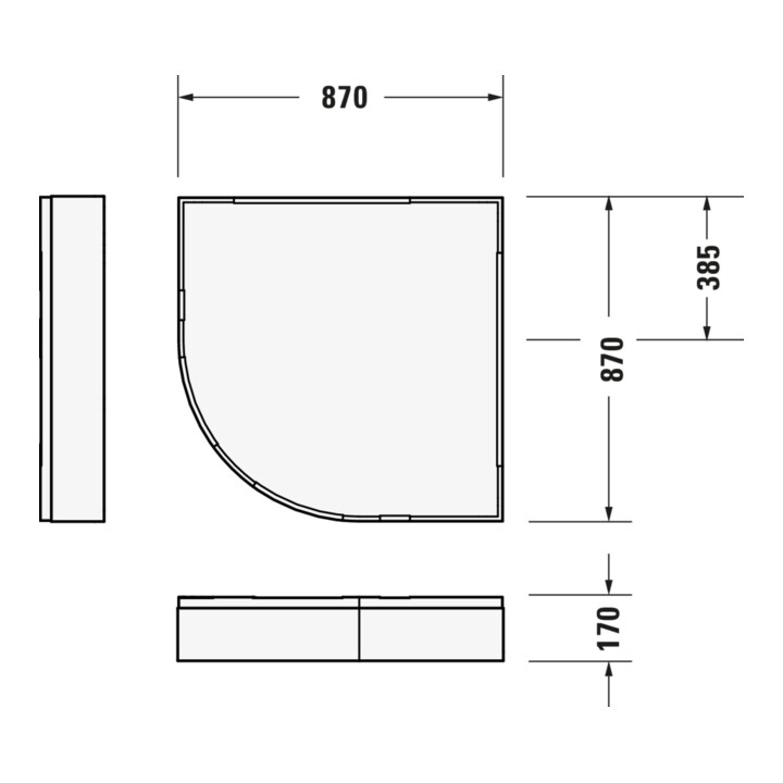 Duravit Receveur de douche quart de cercle D-Code 90x90x8,5 cm, antidérapant, blanc