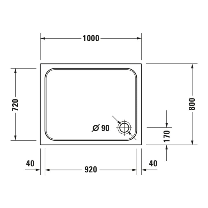 Duravit Receveur de douche rectangulaire D-Code 100x80x8,5 cm, blanc