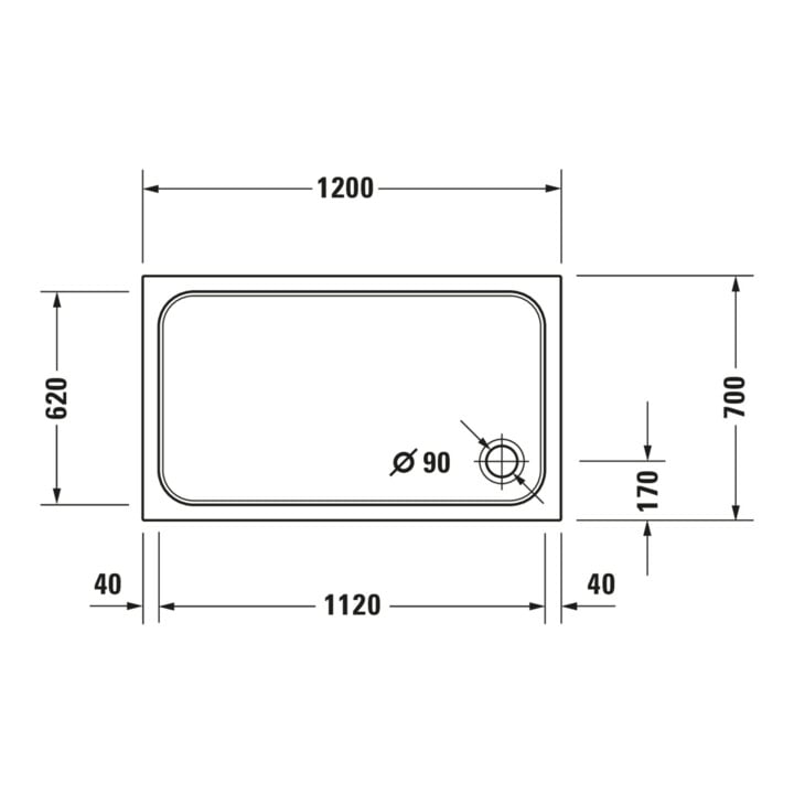 Duravit Receveur de douche rectangulaire D-Code 120x70x8,5 cm, blanc