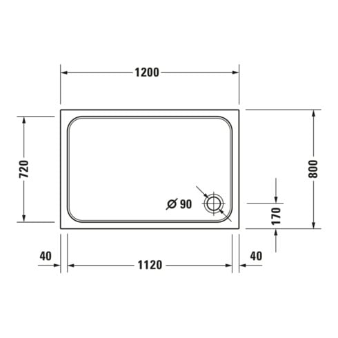 Duravit Receveur de douche rectangulaire D-Code 120x80x8,5 cm, antidérapant, blanc