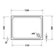 Duravit Receveur de douche rectangulaire D-Code 120x90x8,5 cm, antidérapant, blanc-3