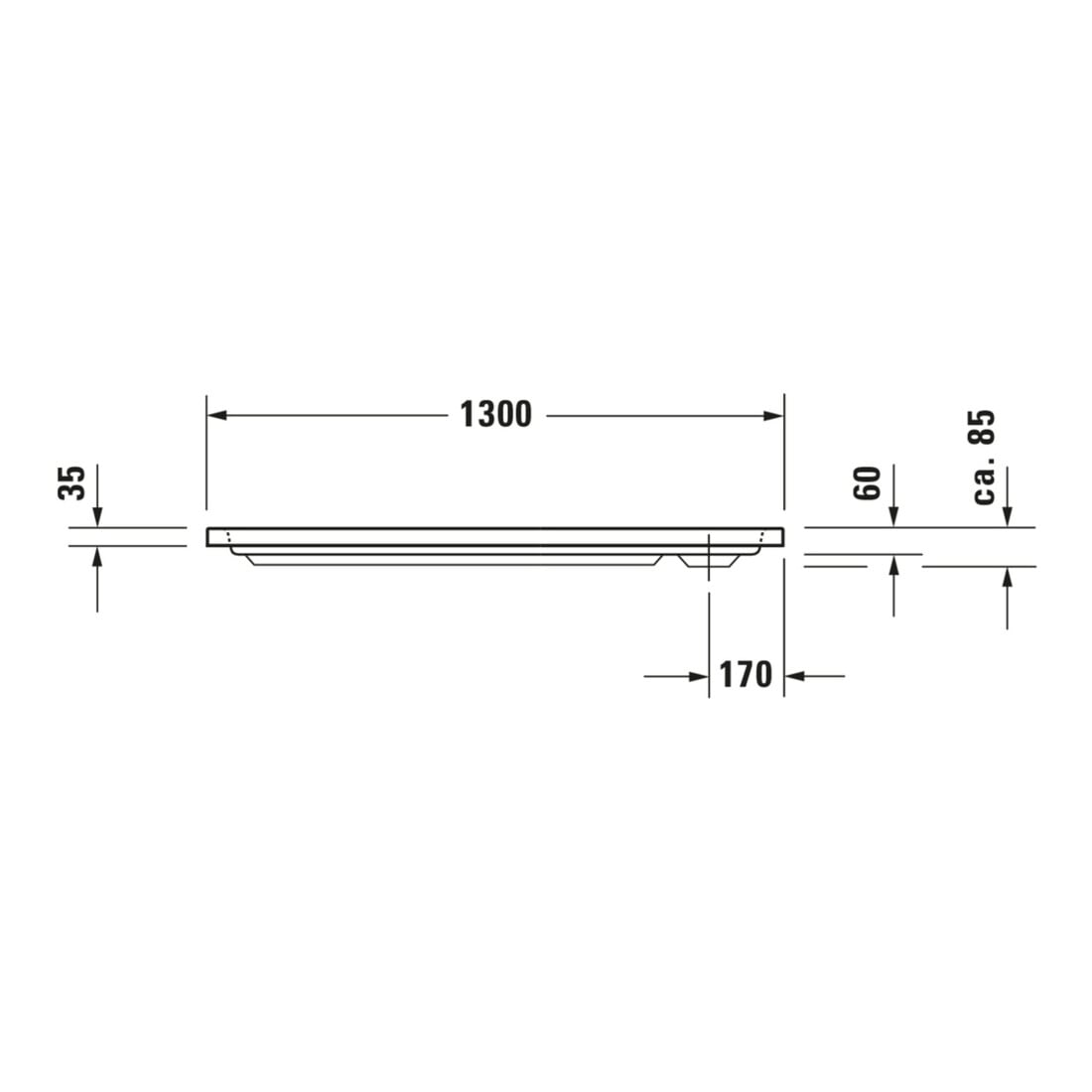 Duravit Receveur de douche rectangulaire D-Code 130x75x8,5 cm, antidérapant, blanc