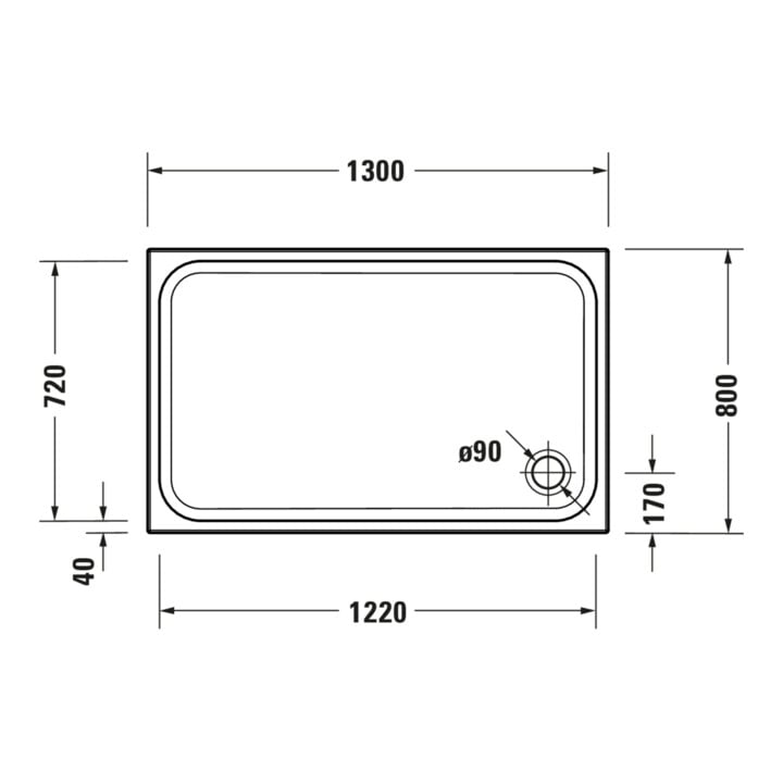Duravit Receveur de douche rectangulaire D-Code 130x80x8,5 cm, blanc