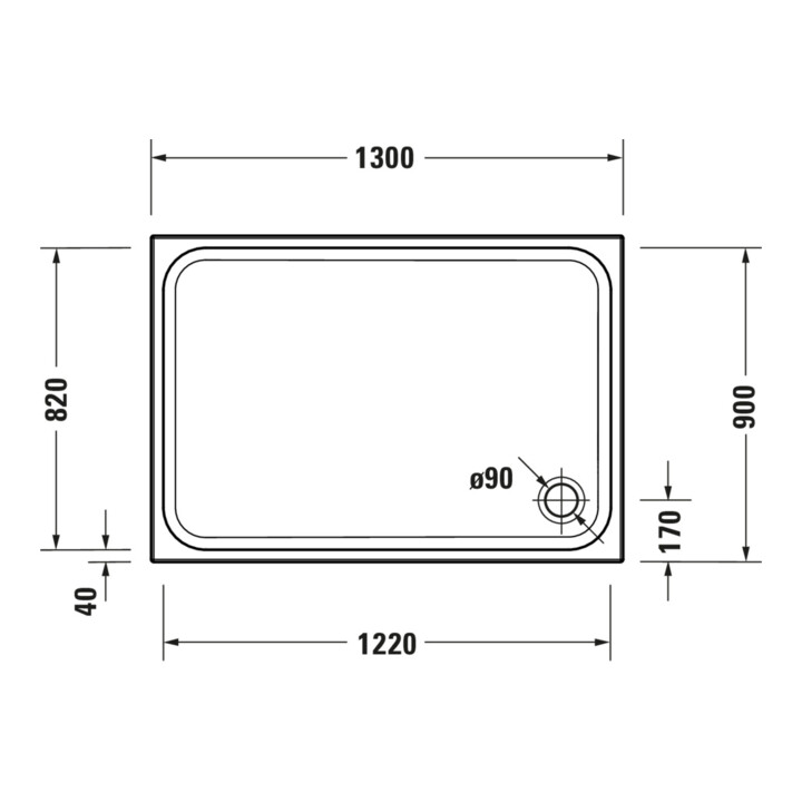 Duravit Receveur de douche rectangulaire D-Code 130x90x8,5 cm, blanc