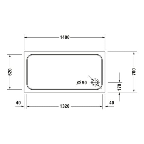 Duravit Receveur de douche rectangulaire D-Code 140x70x8,5 cm, blanc