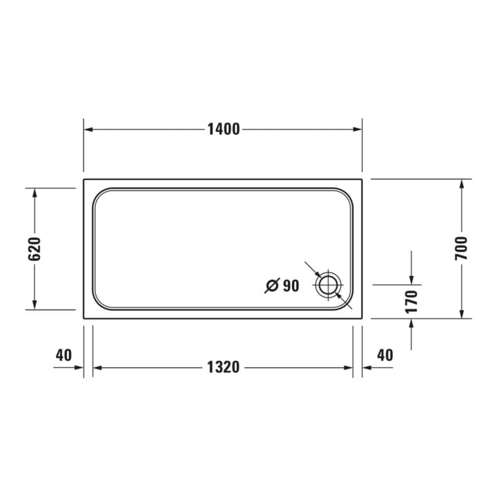 Duravit Receveur de douche rectangulaire D-Code 140x70x8,5 cm, blanc