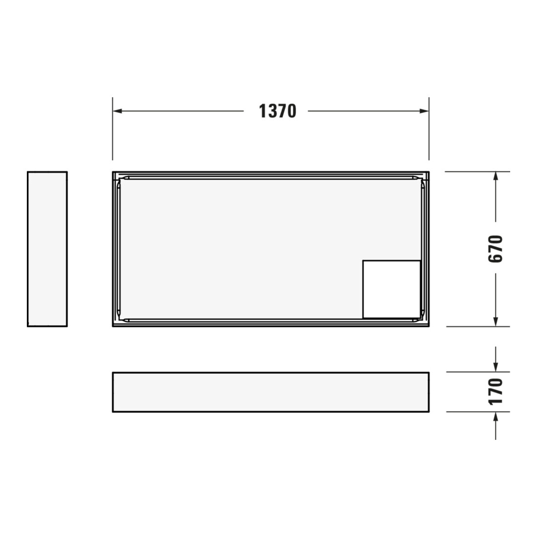 Duravit Receveur de douche rectangulaire D-Code 140x70x8,5 cm, blanc