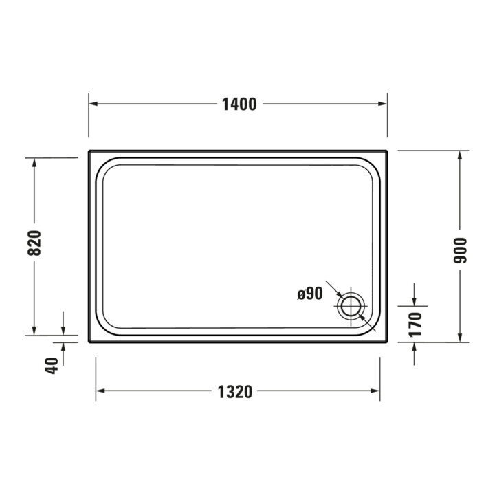 Duravit Receveur de douche rectangulaire D-Code 140x90x8,5 cm, blanc