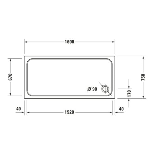 Duravit Receveur de douche rectangulaire D-Code 160x75x8,5 cm, blanc