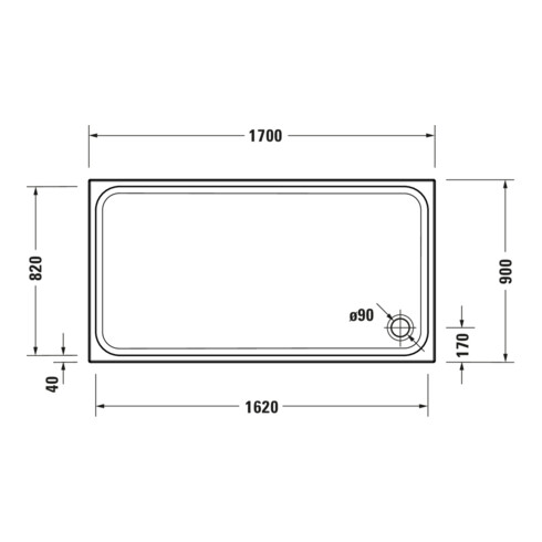 Duravit Receveur de douche rectangulaire D-Code 170x90x8,5 cm, blanc