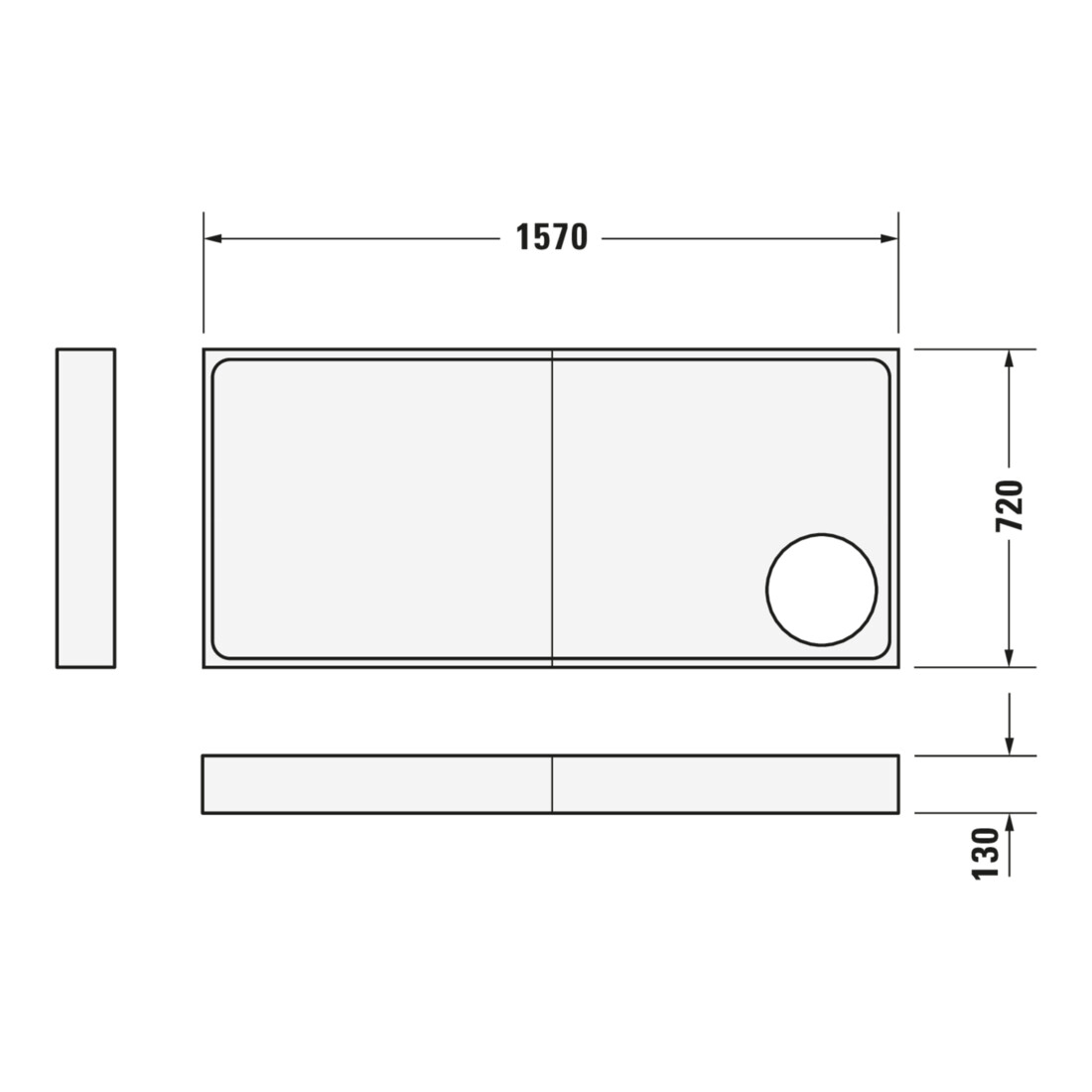 Duravit Receveur de douche rectangulaire Starck Slimline 160x75x6 cm, antidérapant, blanc
