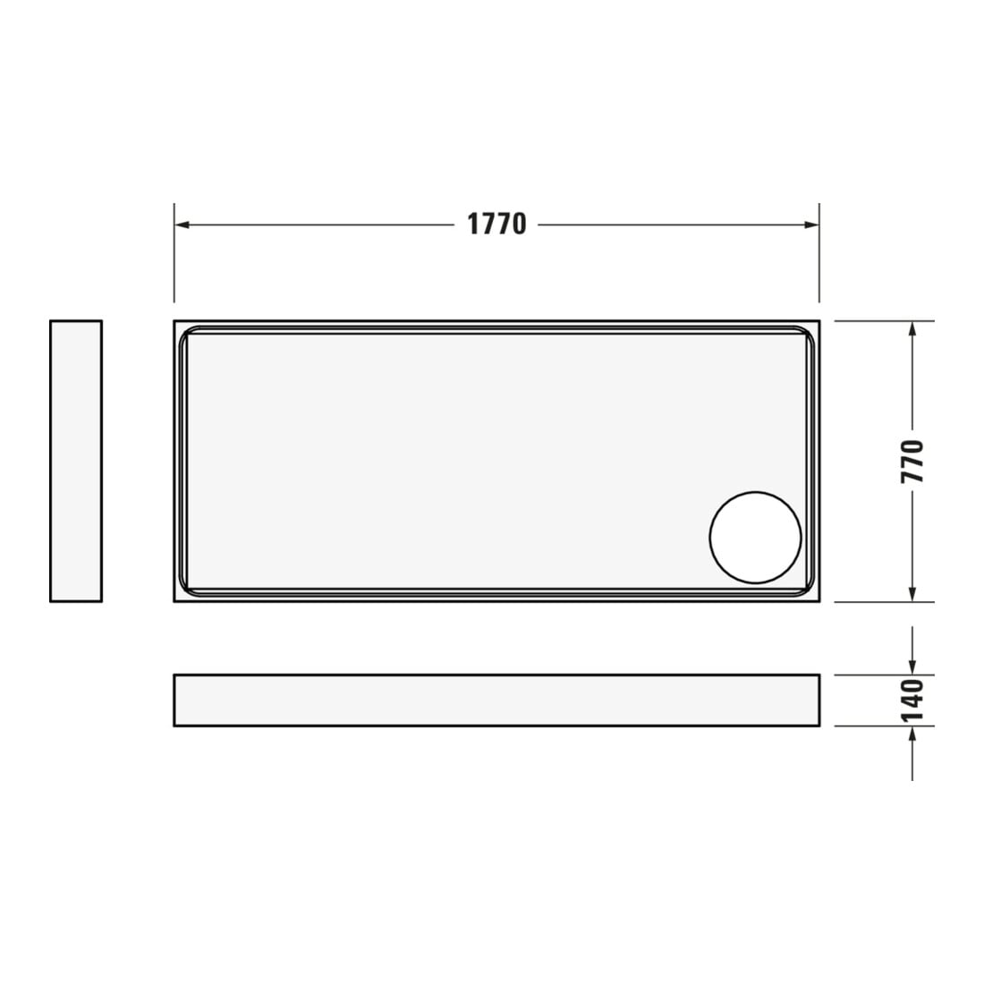 Duravit Receveur de douche rectangulaire Starck Slimline 180x80x6,5 cm, blanc