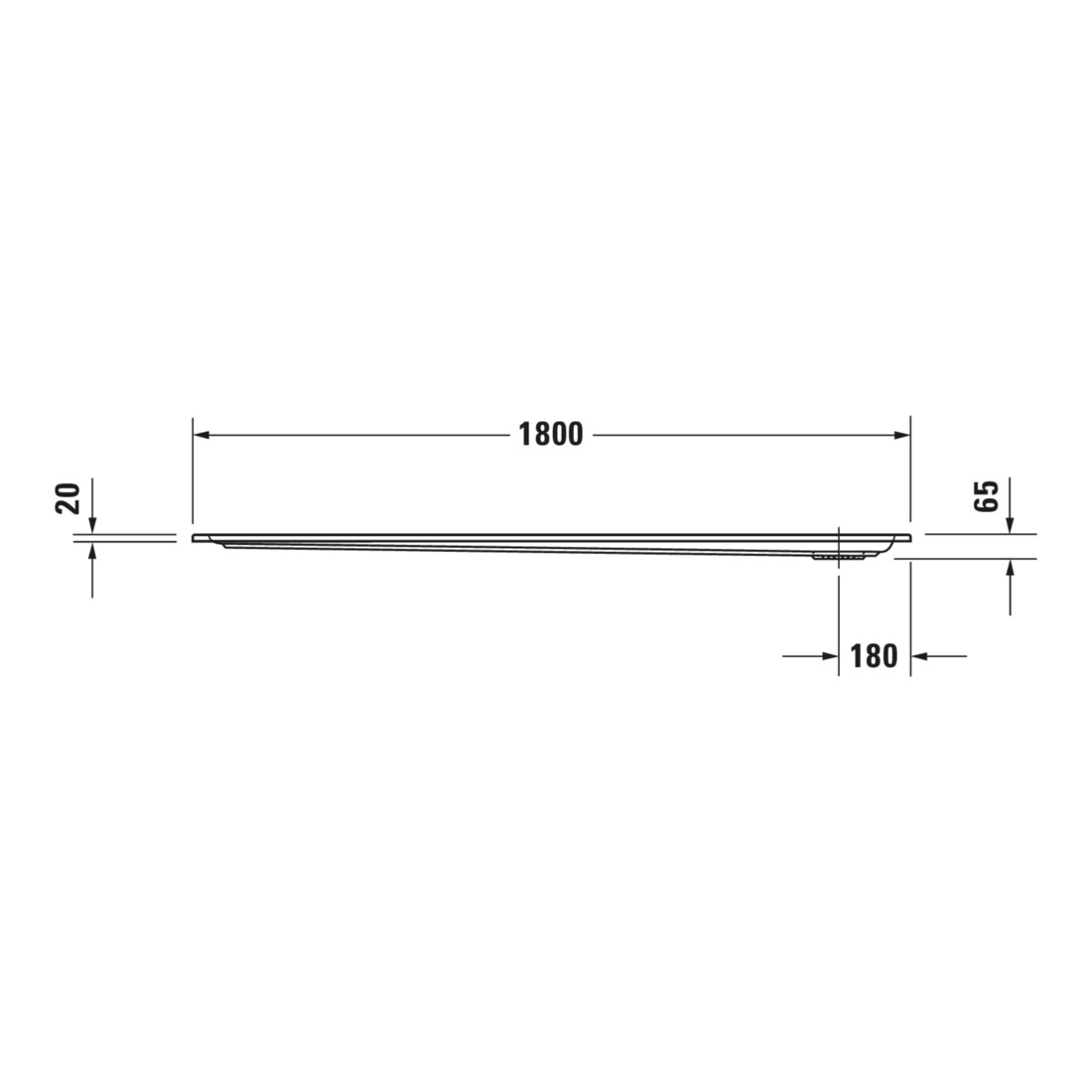 Duravit Receveur de douche rectangulaire Starck Slimline 180x90x6,5 cm, blanc
