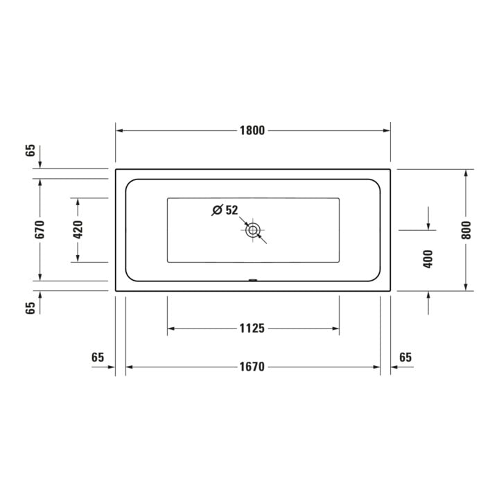 Duravit Rechteck-Badewanne D-Code 180x80x45cm, Abl i Fußber., 1 RS, weiß