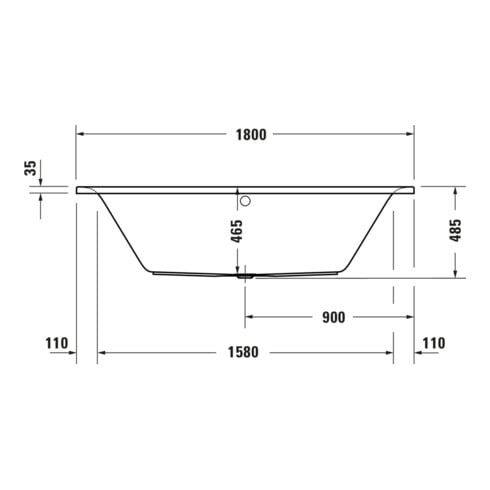 Duravit Rechteck-Badewanne D-Neo 180x80x46,5cm, EB-Version, 2 RS, weiß