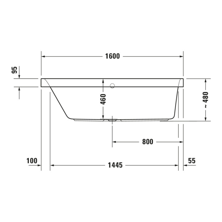Duravit Rechteck-Badewanne Happy D.2 160x70x46cm, Einbauvers., 1 RS li, weiß