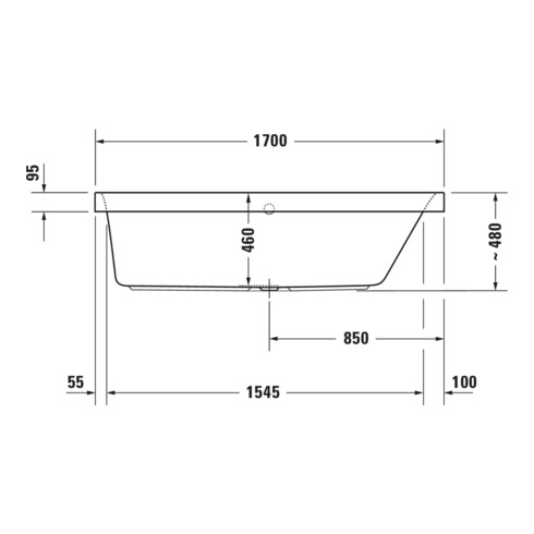 Duravit Rechteck-Badewanne Happy D.2 170x70x46cm, Einbauvers., 1 RS re, weiß
