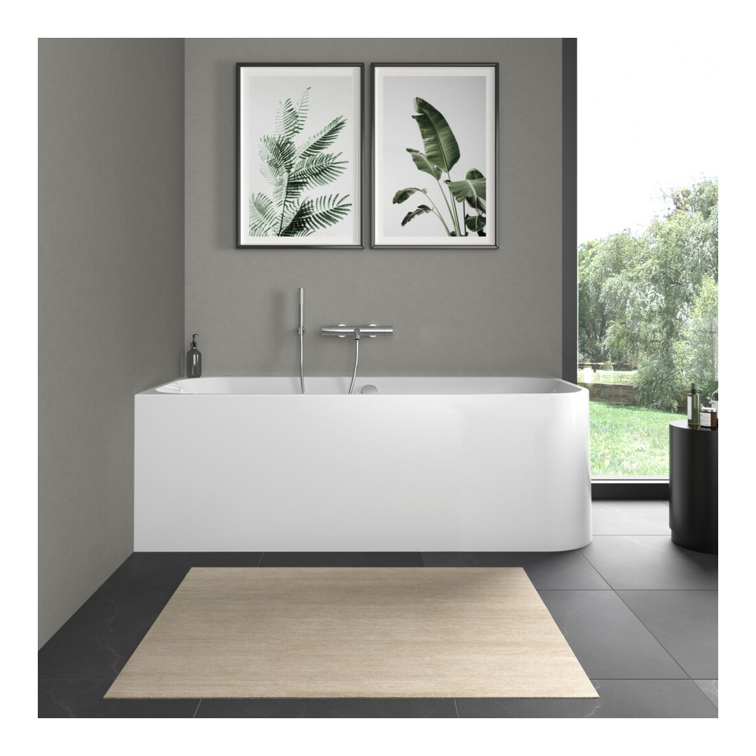 Duravit Rechteck-Badewanne Happy D.2 180x 80x46cm, Eck li, 2 RS, weiß