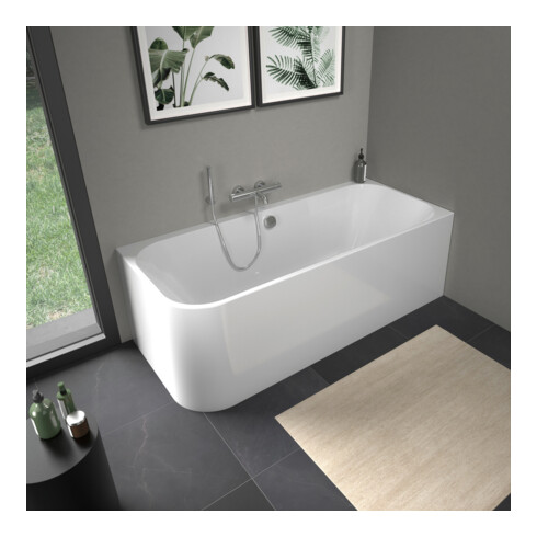 Duravit Rechteck-Badewanne Happy D.2 180x80x46cm, Eck re, 2 RS, weiß