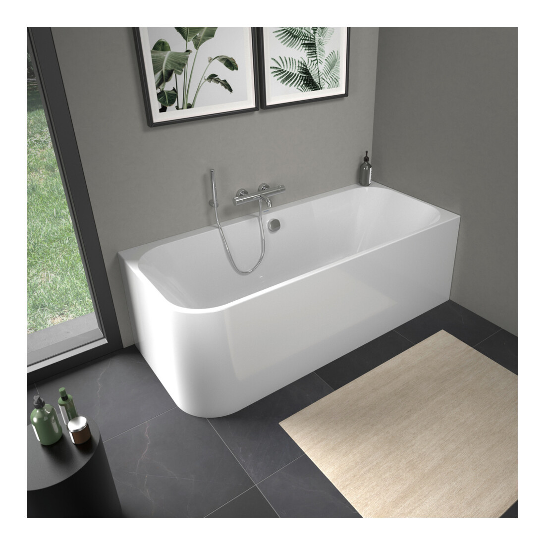 Duravit Rechteck-Badewanne Happy D.2 180x80x46cm, Eck re, 2 RS, weiß