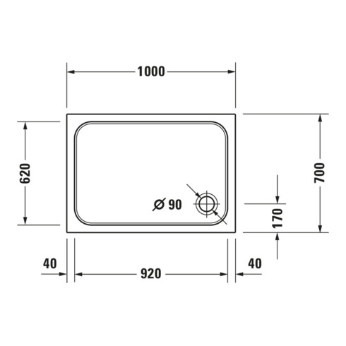 Duravit Rechteck-Duschwanne D-Code 100x70x8,5cm, weiß