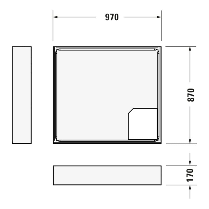 Duravit Rechteck-Duschwanne D-Code 100x90x8,5cm, Antislip, weiß