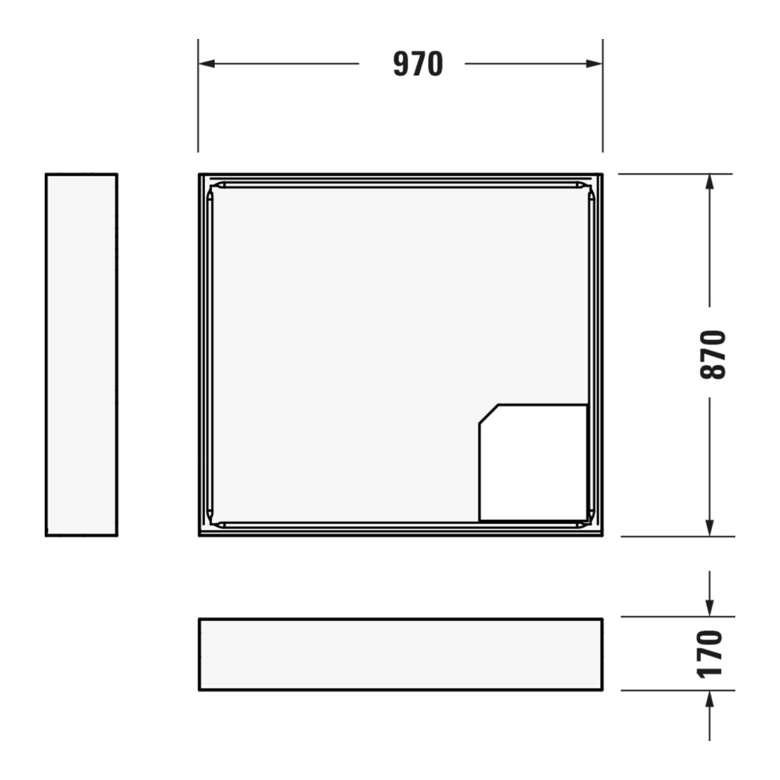 Duravit Rechteck-Duschwanne D-Code 100x90x8,5cm, weiß