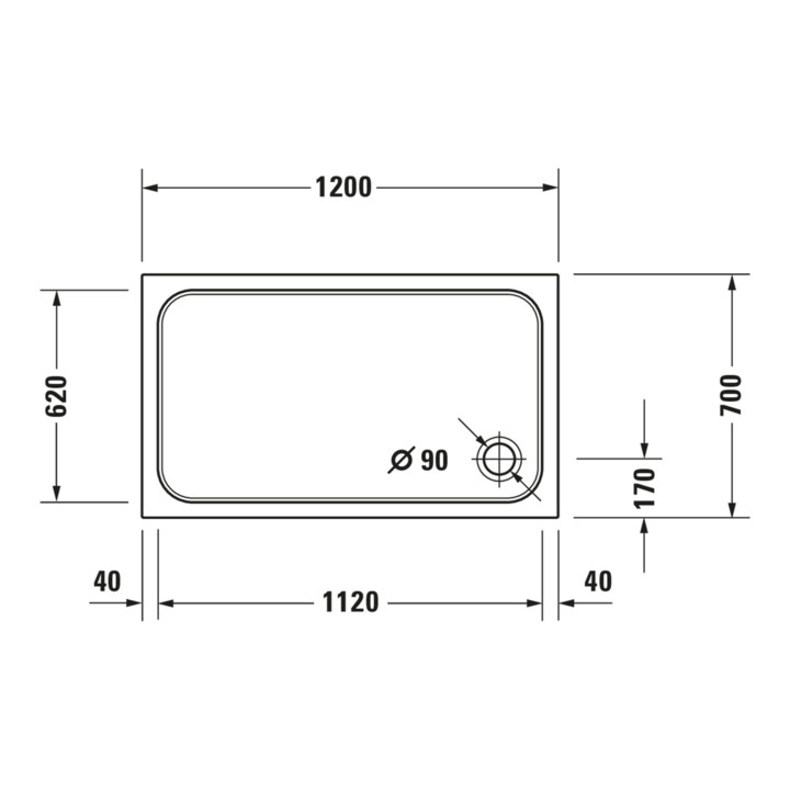 Duravit Rechteck-Duschwanne D-Code 120x70x8,5cm, weiß
