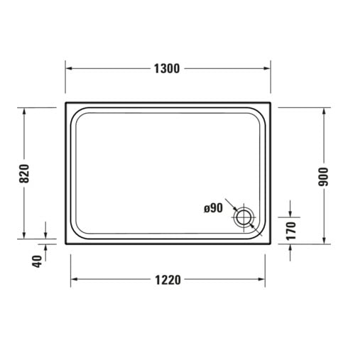 Duravit Rechteck-Duschwanne D-Code 130x90x8,5cm, Antislip, weiß