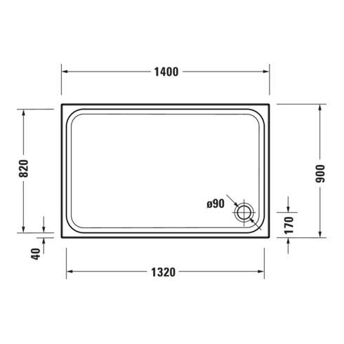 Duravit Rechteck-Duschwanne D-Code 140x90x8,5cm, Antislip, weiß
