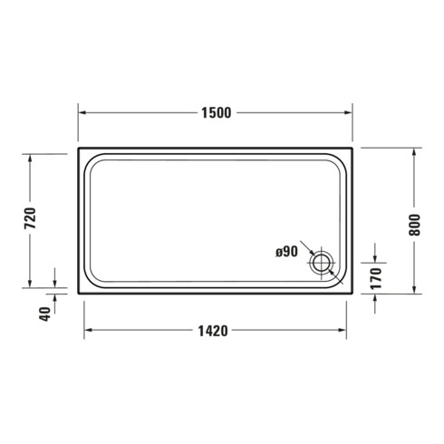 Duravit Rechteck-Duschwanne D-Code 150x80x8,5cm, Antislip, weiß