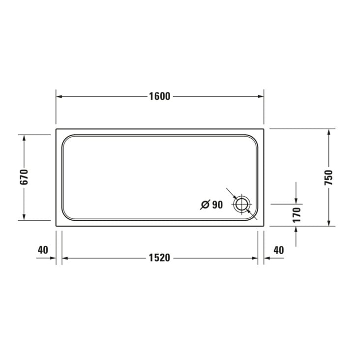 Duravit Rechteck-Duschwanne D-Code 160x75x8,5cm, Antislip, weiß