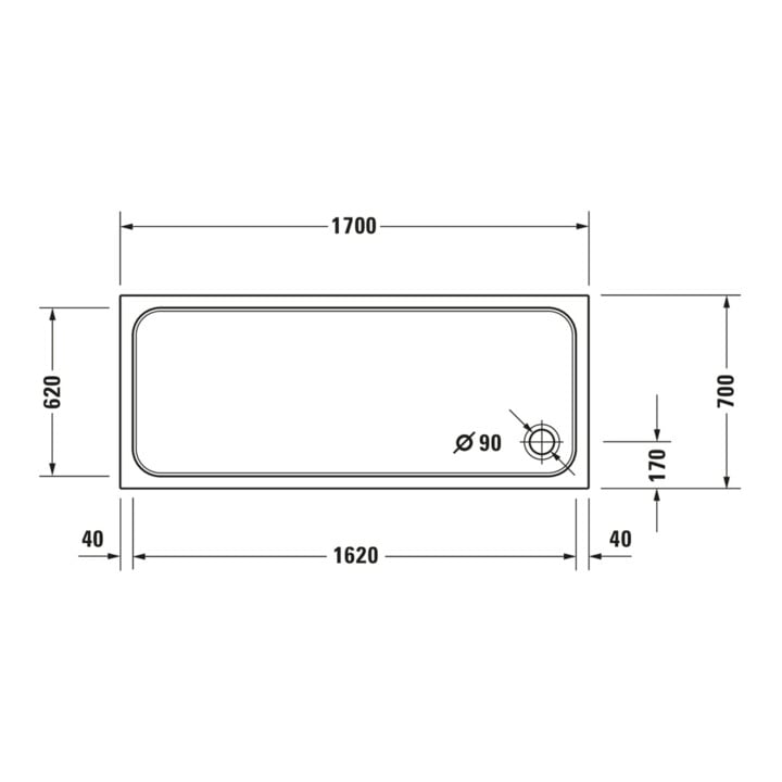 Duravit Rechteck-Duschwanne D-Code 170x70x8,5cm, Antislip, weiß