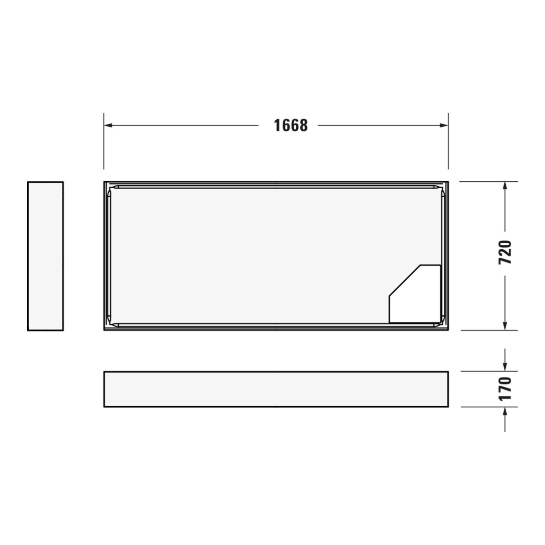 Duravit Rechteck-Duschwanne D-Code 170x75x8,5cm, Antislip, weiß