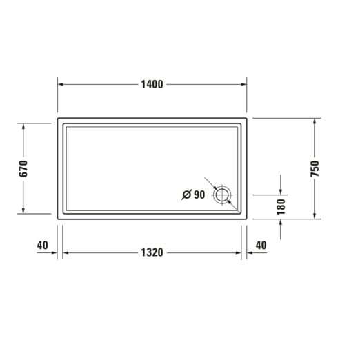 Duravit Rechteck-Duschwanne Starck Slimline 140x75x5,5cm, Antislip, weiß