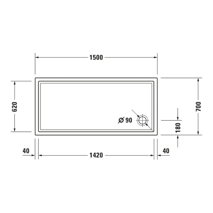 Duravit Rechteck-Duschwanne Starck Slimline 150x70x5,5cm, weiß
