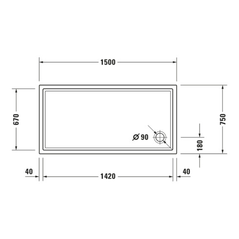 Duravit Rechteck-Duschwanne Starck Slimline 150x75x6cm, Antislip, weiß